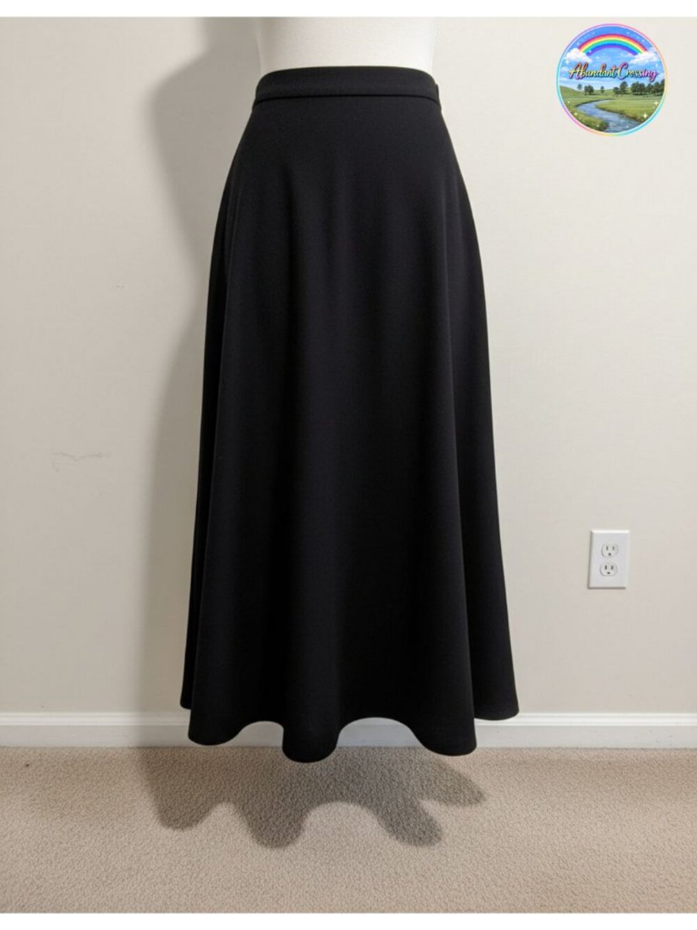 Wool Blend High Waist A-Line Flared Maxi Skirt with Pockets